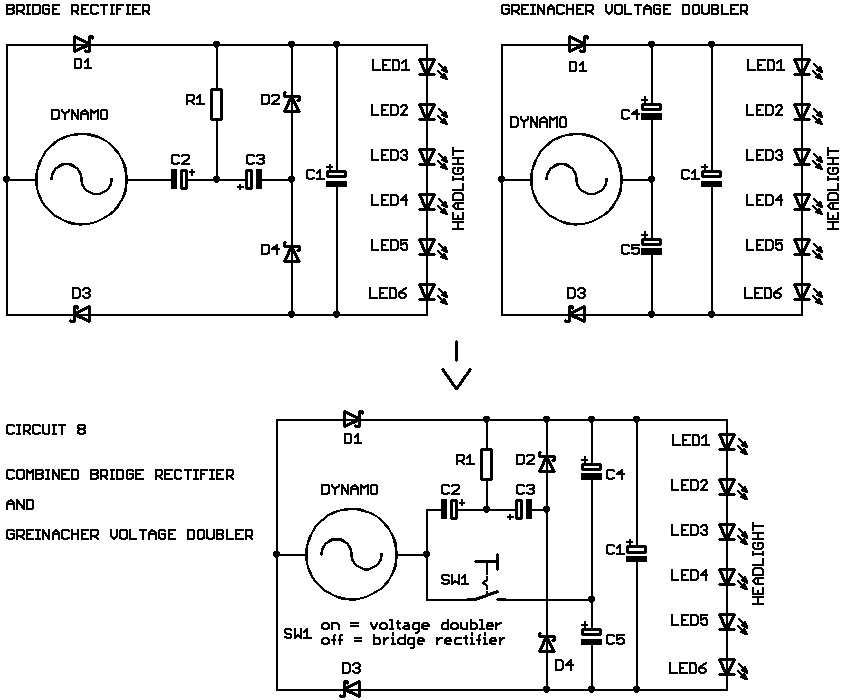 Combining Bridge Rectifier and Villiard Voltage Doubler into one